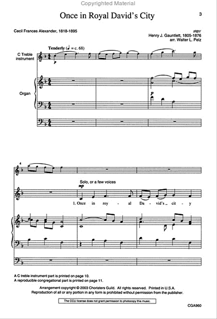 Once In Royal David's City Unison Choir scores gallery preview page 2