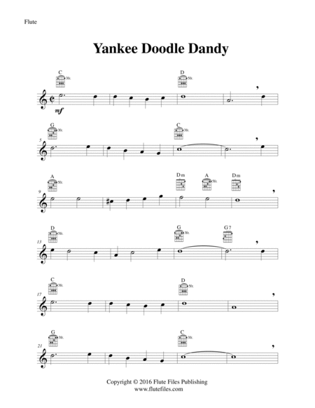 Yankee Doodle Dandy - Flute Solo with Guitar Chords image number null