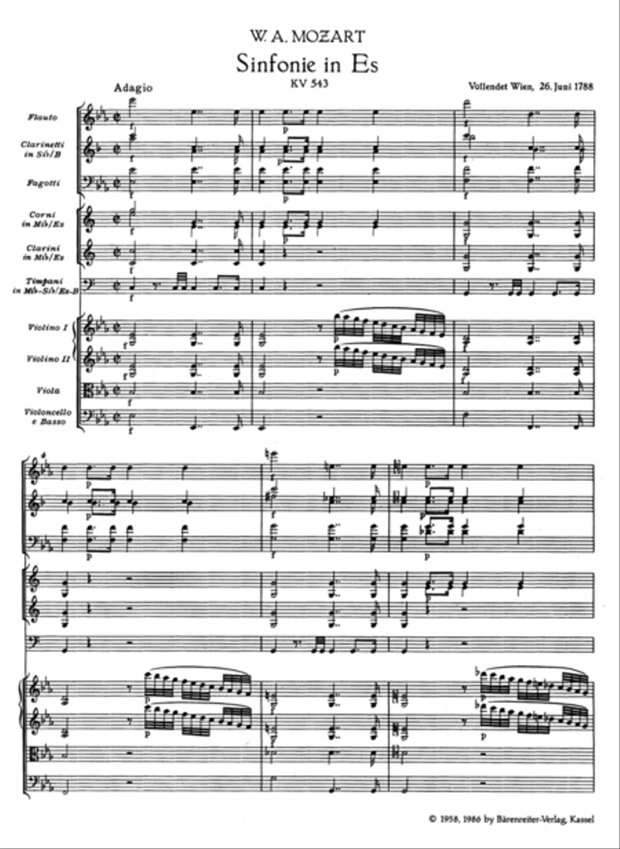 Sinfonie, No. 39 E flat major, KV 543 Orchestra scores gallery preview page 2
