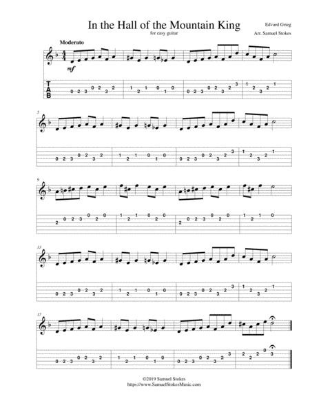 In the Hall of the Mountain King - for easy guitar with TAB image number null