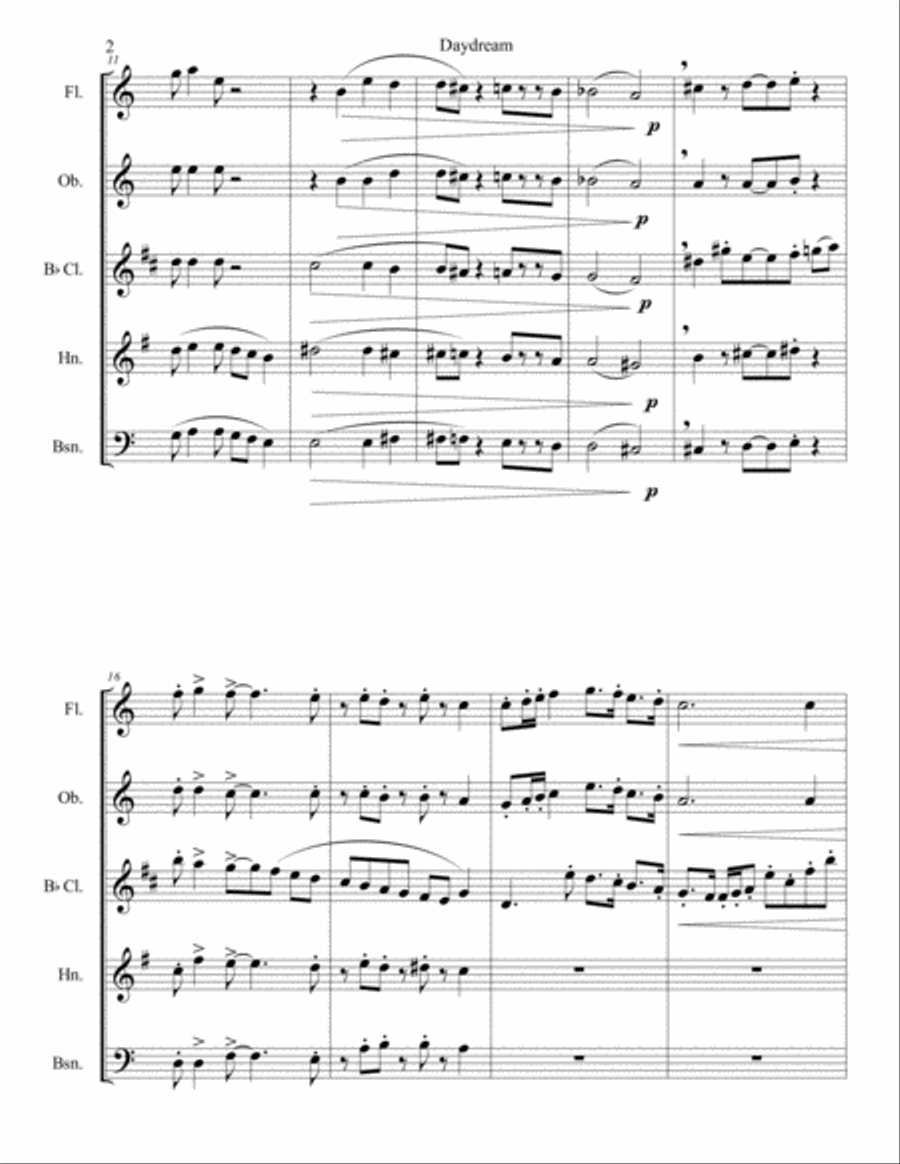 Daydream Daydream Woodwind Quintet scores gallery preview page 3