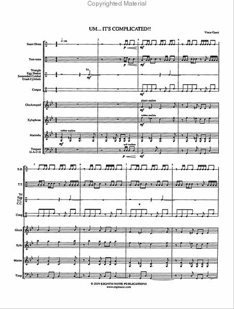Um... It's Complicated!! Percussion Ensemble scores gallery preview page 2