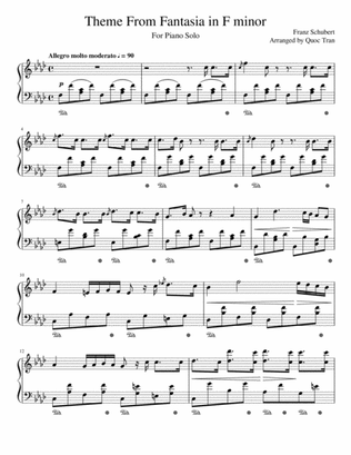 Theme from Schubert Fantasia in F minor - For Piano Solo (Intermediate)