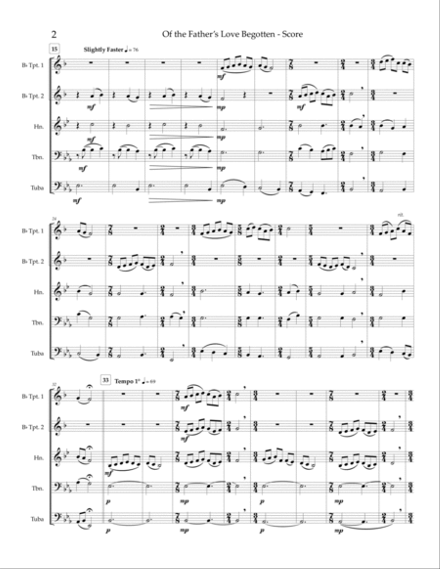 Of the Father's Love Begotten - brass quintet Brass Quintet scores gallery preview page 3