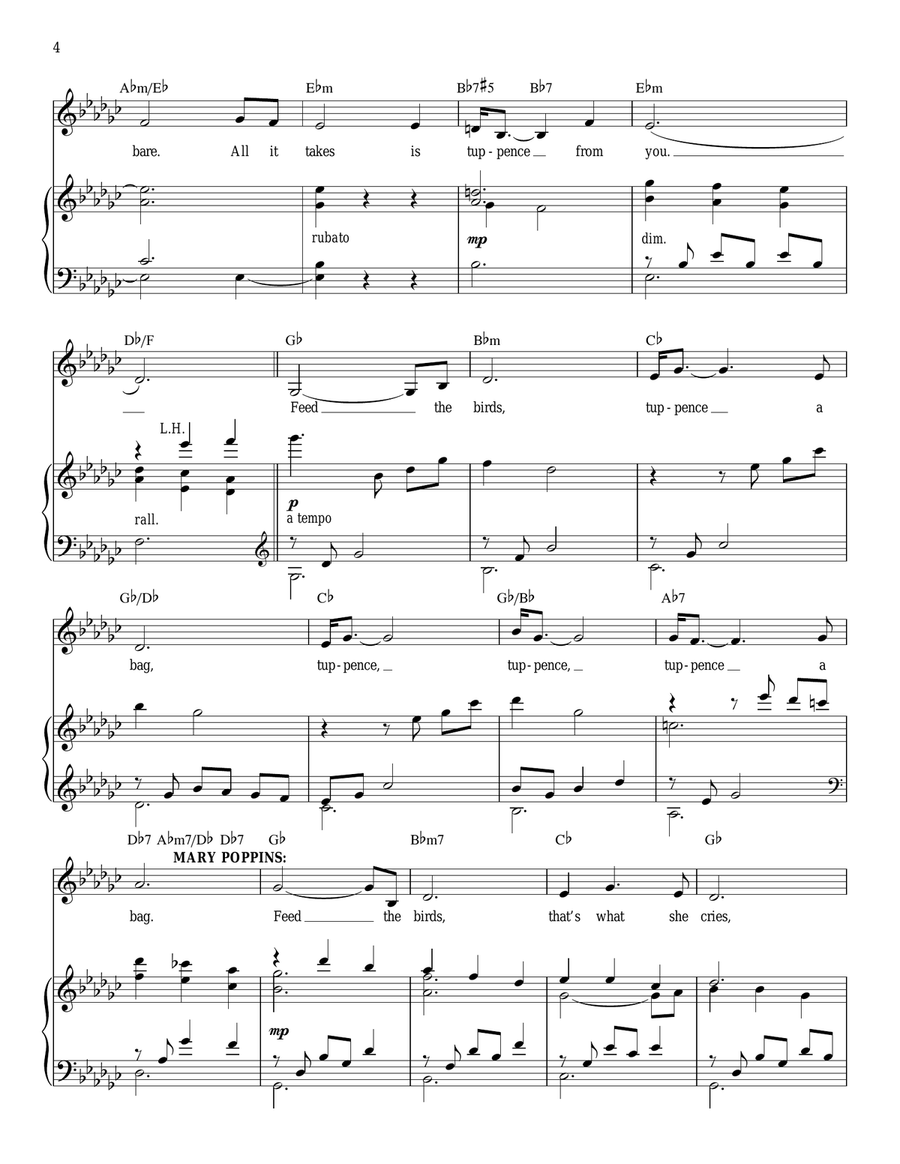 Feed The Birds (Tuppence A Bag) (from Mary Poppins: The Musical) Voice scores gallery preview page 4