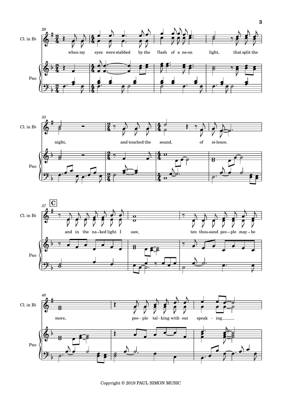 The Sound Of Silence B-Flat Clarinet scores gallery preview page 4