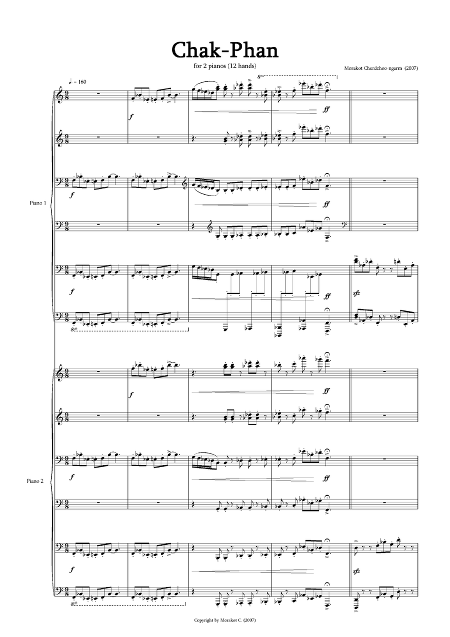 Chak-Phan for Piano 12 hands Piano Solo scores gallery preview page 1