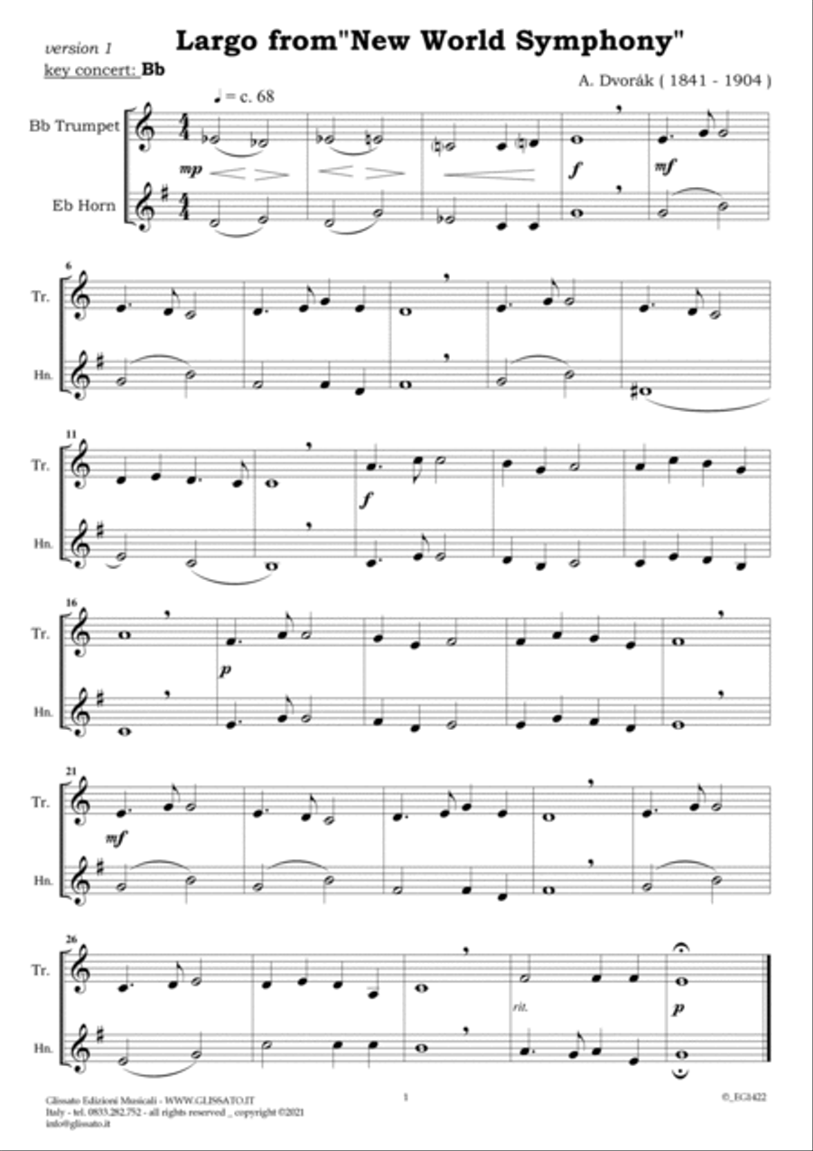 10 Romantic Easy duets for Bb Trumpet and French Horn in Eb Brass Duet scores gallery preview page 6