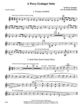 A Percy Grainger Suite: 3rd B-flat Trumpet