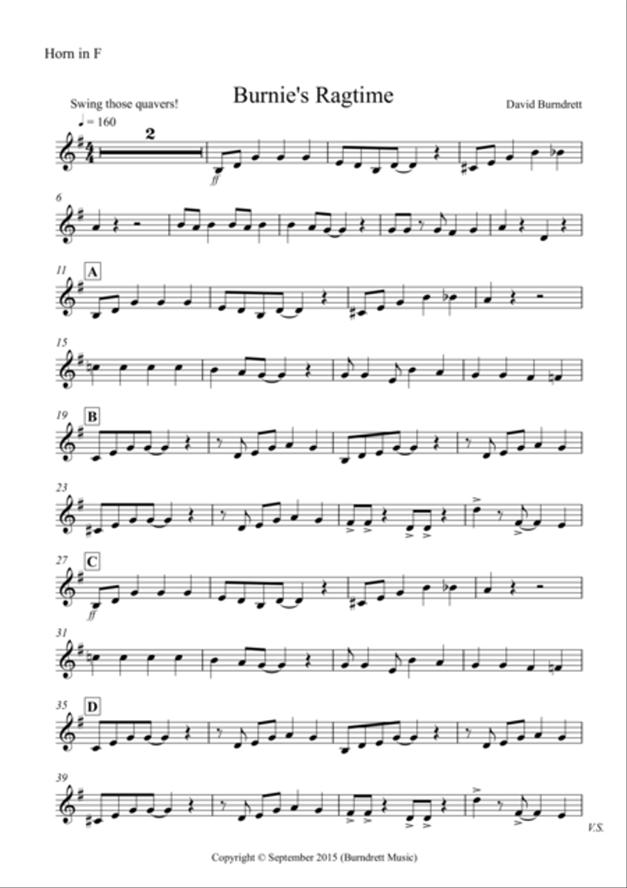 Burnie's Ragtime for French Horn and Piano Brass Duet scores gallery preview page 4