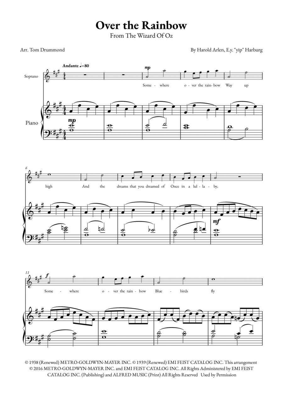 Over The Rainbow Over The Rainbow Voice scores gallery preview page 1