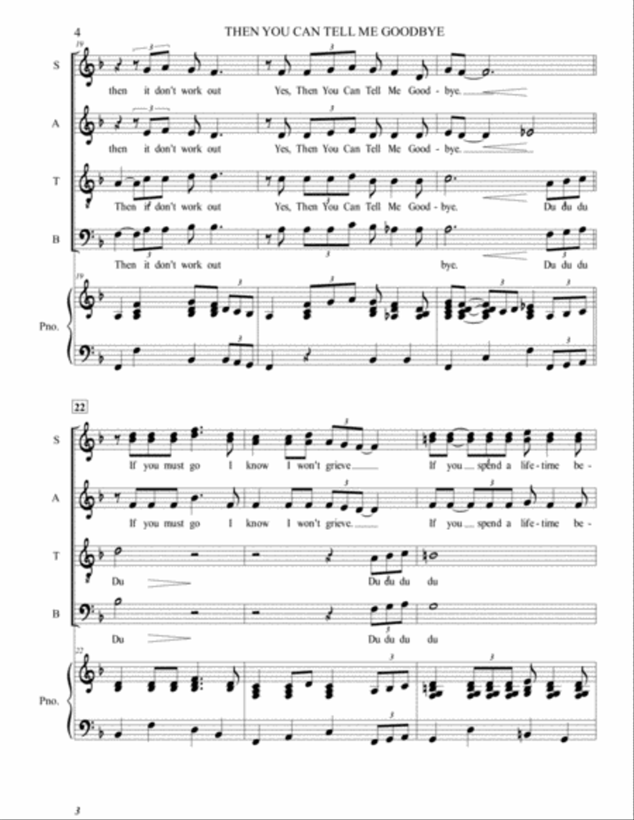 Then You Can Tell Me Goodbye 4-Part scores gallery preview page 4