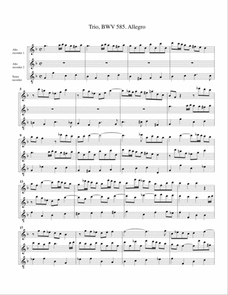 Trio for organ, BWV 585 (arrangement for 3 recorders) Recorder scores gallery preview page 3