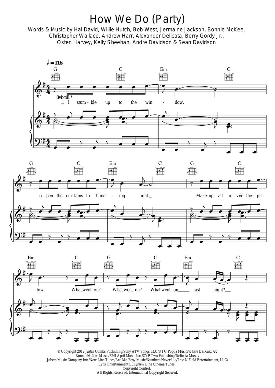 How We Do (Party) How We Do (Party) Piano, Vocal scores gallery preview page 1