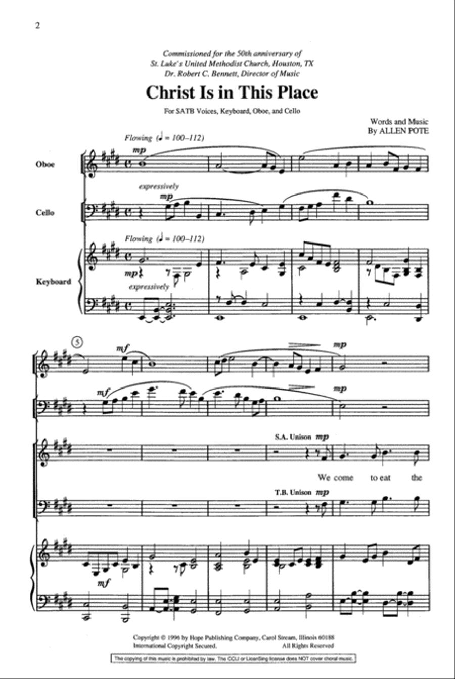 Christ Is in this Place Christ Is in this Place 4-Part scores gallery preview page 2