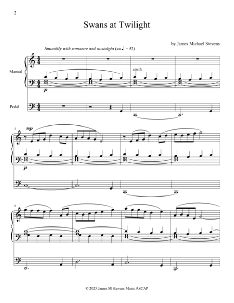 Swans at Twilight - Organ Solo Organ Solo scores gallery preview page 2