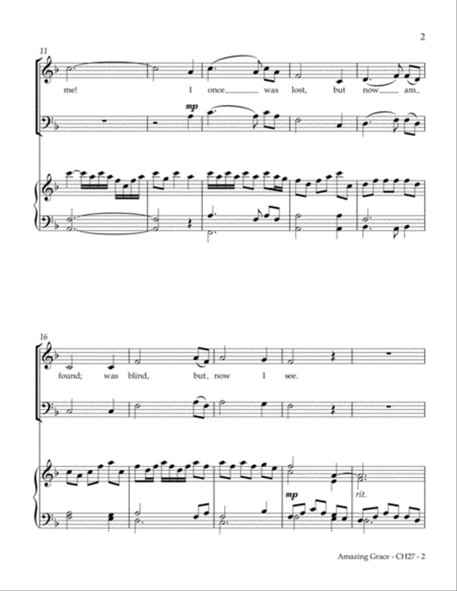 Amazing Grace 4-Part scores gallery preview page 3