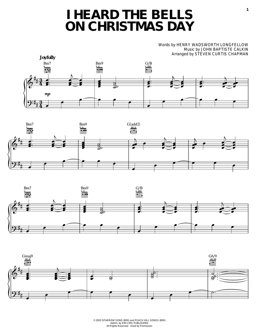 I Heard The Bells On Christmas Day Piano, Vocal, Guitar scores gallery preview page 1