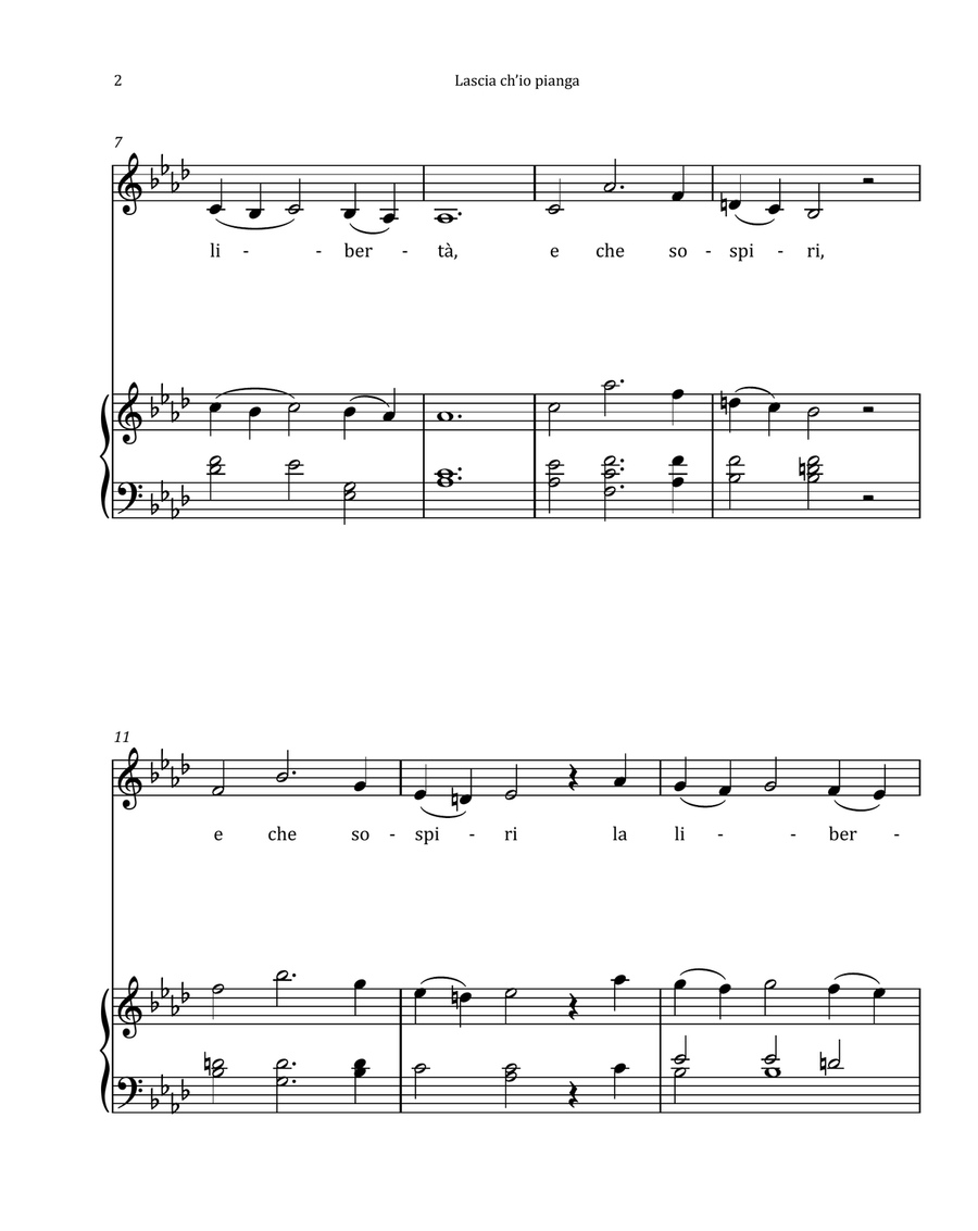 Lascia Ch'io Pianga by Händel - Contralto & Piano in A-flat Major Chamber Music scores gallery preview page 2