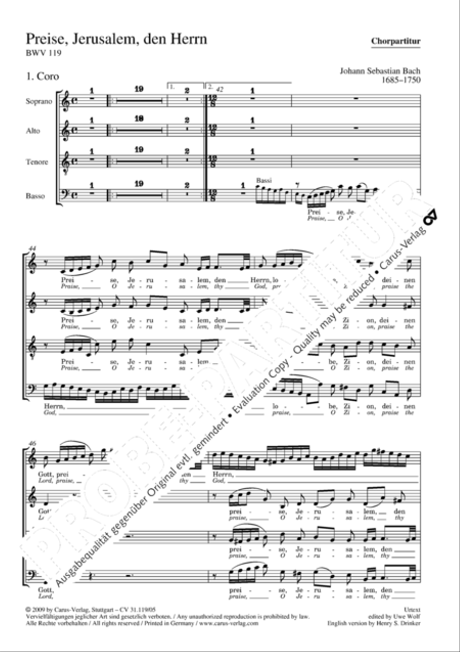 Praise the Lord, O Jerusalem (Preise, Jerusalem, den Herrn) 4-Part scores gallery preview page 2