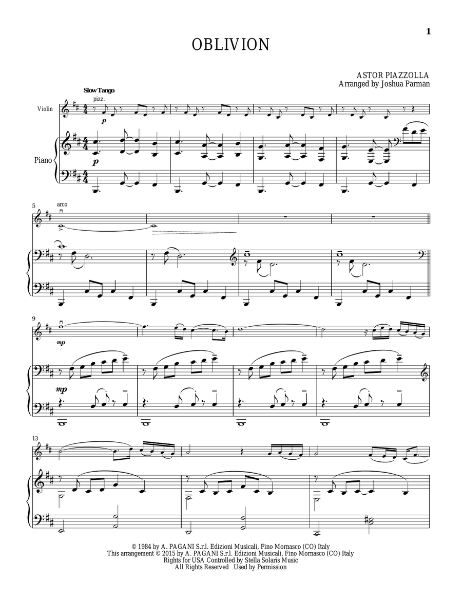 Oblivion Violin Solo scores gallery preview page 1