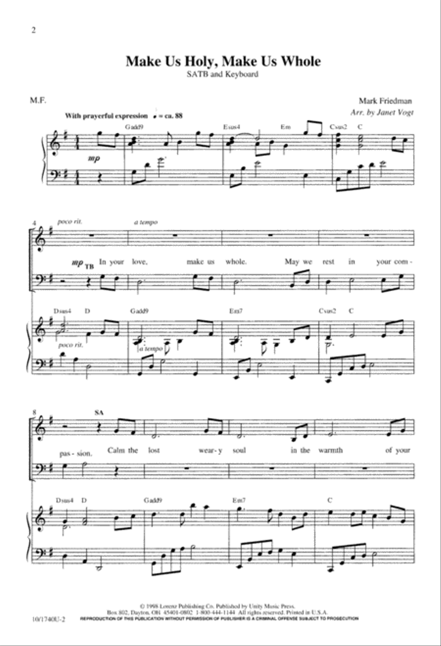 Make Us Holy, Make Us Whole 4-Part scores gallery preview page 2