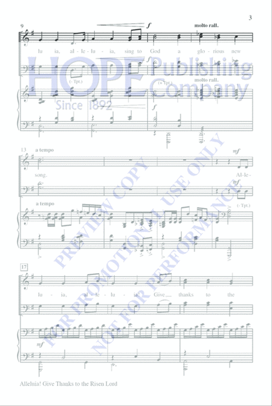 Alleluia! Give Thanks to the Risen Lord 4-Part scores gallery preview page 3