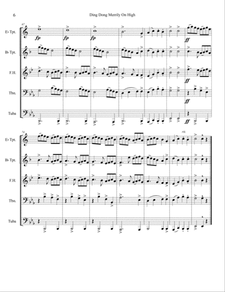 Ding Dong Merrily on High Brass Ensemble scores gallery preview page 6