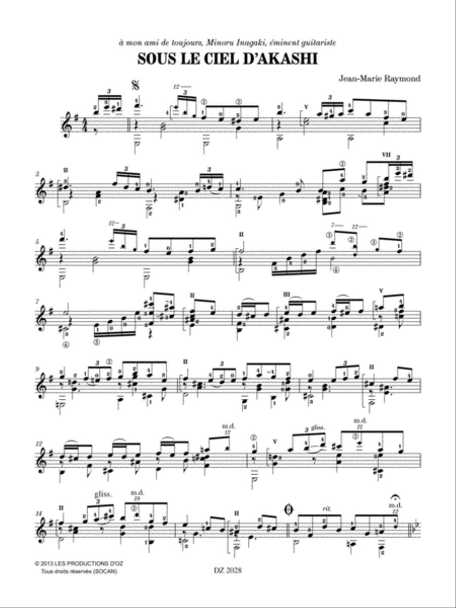 Sous le ciel d’Akashi Sous le ciel d’Akashi Classical Guitar scores gallery preview page 3