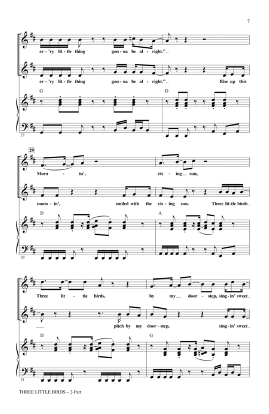 Three Little Birds (arr. Audrey Snyder) 2-Part scores gallery preview page 5