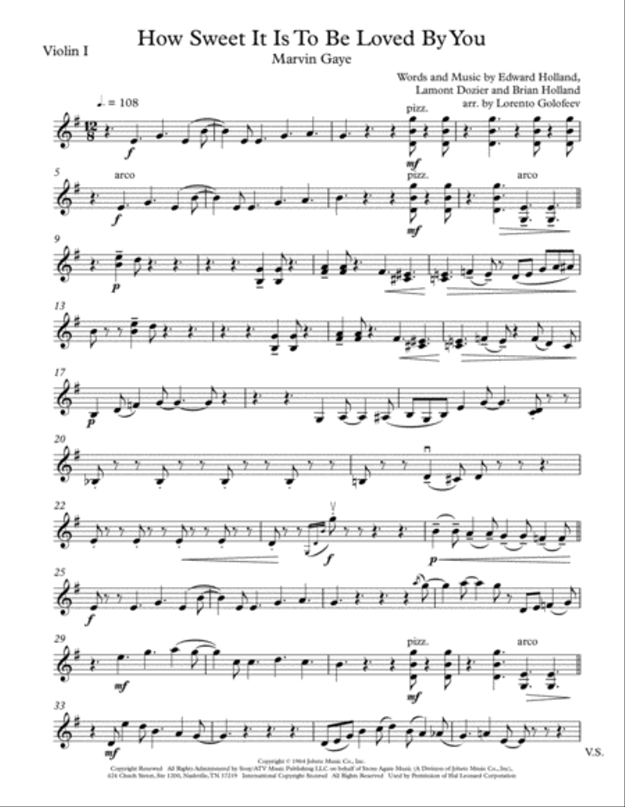 How Sweet It Is (To Be Loved By You) String Quartet scores gallery preview page 1