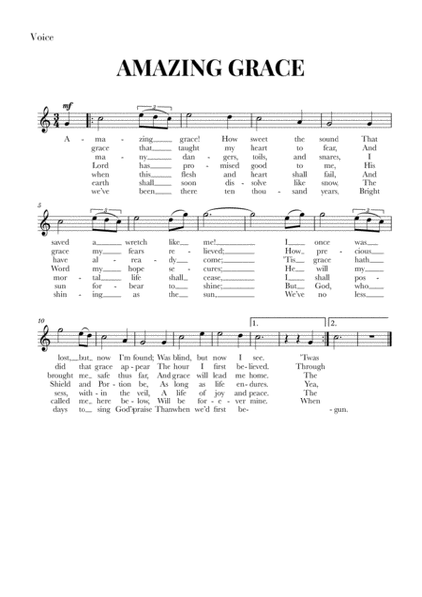 Amazing Grace for Soprano (with lyrics) image number null