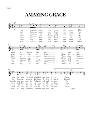 Amazing Grace for Soprano (with lyrics)