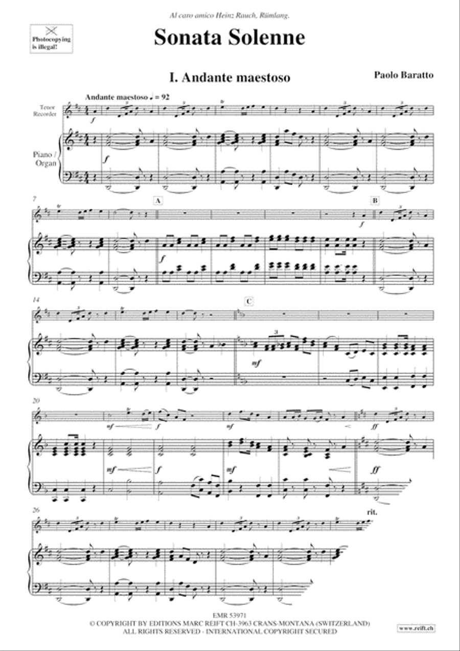 Sonata Solenne Sonata Solenne Tenor Recorder scores gallery preview page 4