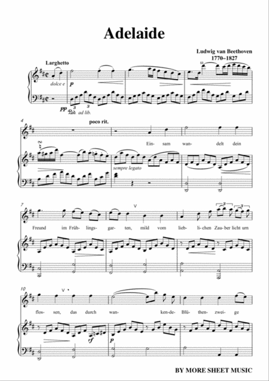 Beethoven-Adelaide in D Major,for voice and piano Voice Solo scores gallery preview page 3