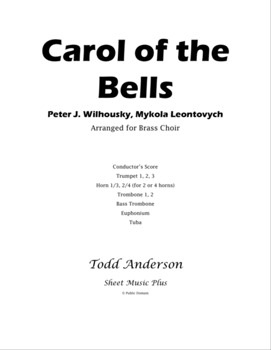 Carol of the Bells Brass Ensemble scores gallery preview page 1