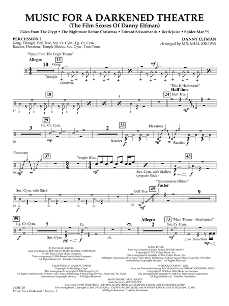 Music for a Darkened Theatre (The Film Scores of Danny Elfman) (arr. Brown) - Percussion 2