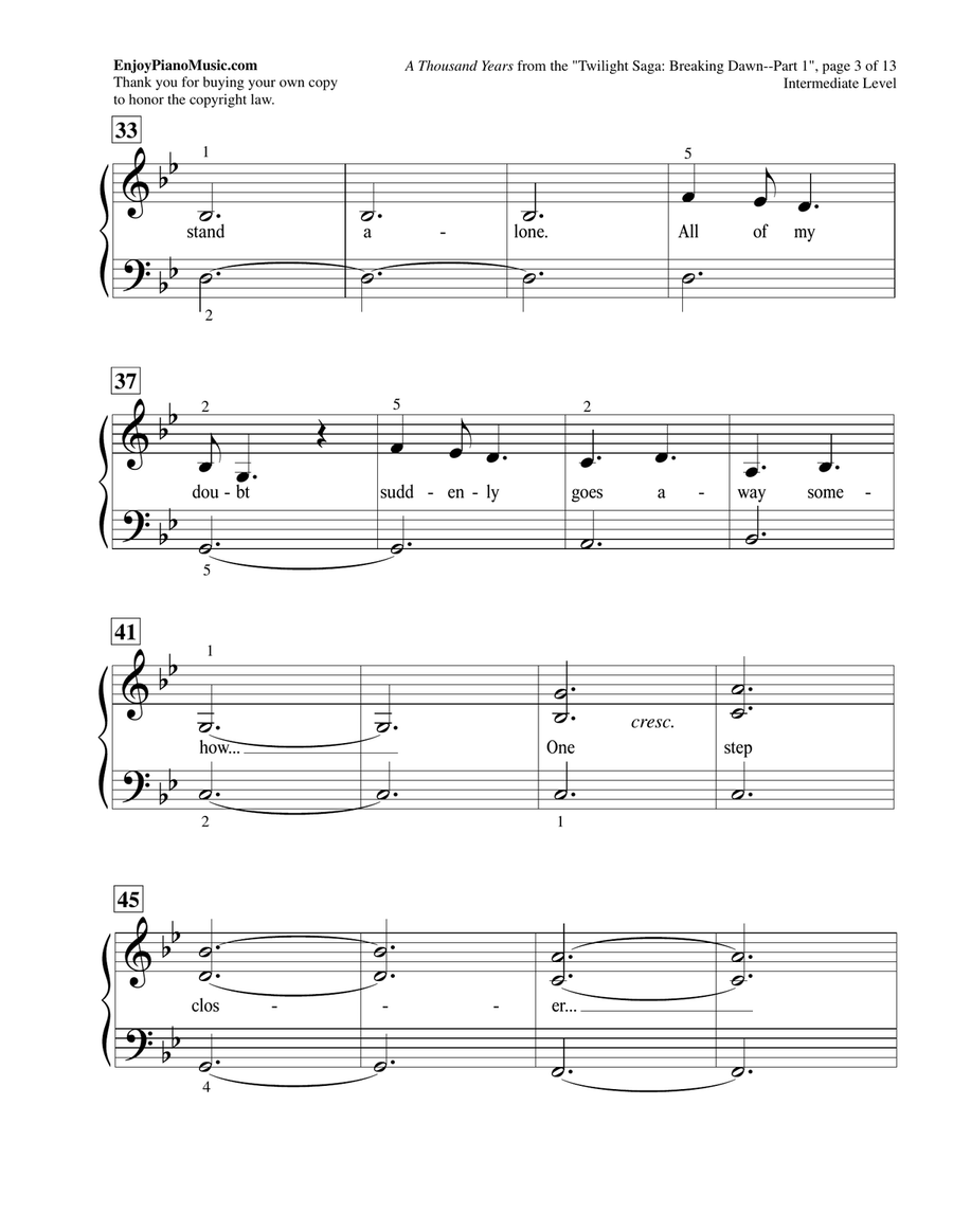 A Thousand Years Piano Method scores gallery preview page 4