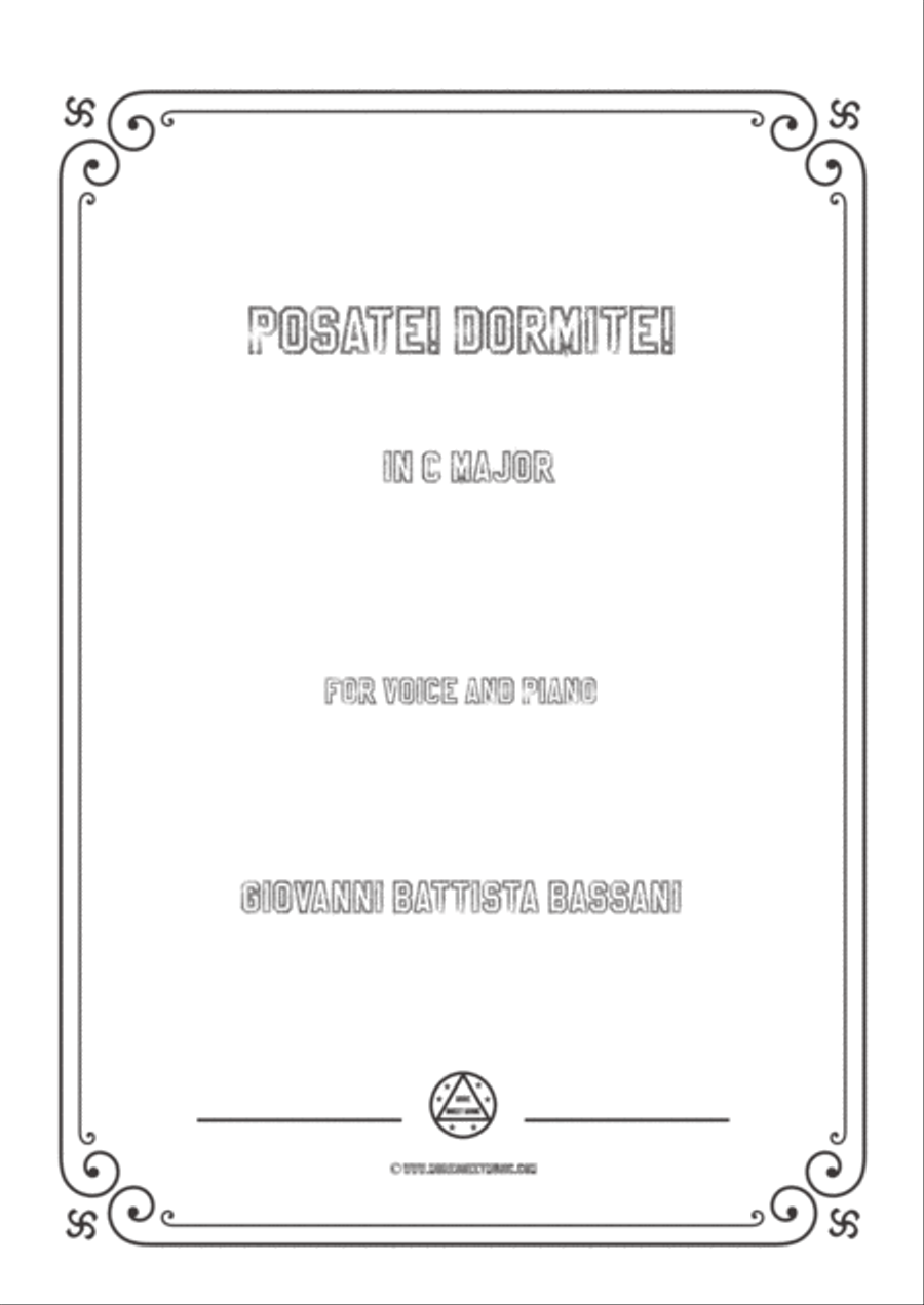 Bassani-Posate! Dormite! in C Major,for voice and piano Voice Solo - Digital Sheet Music
