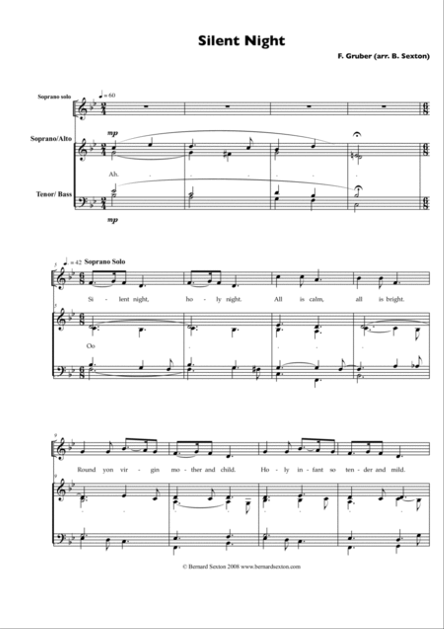 Silent Night (arr.) 4-Part scores gallery preview page 2