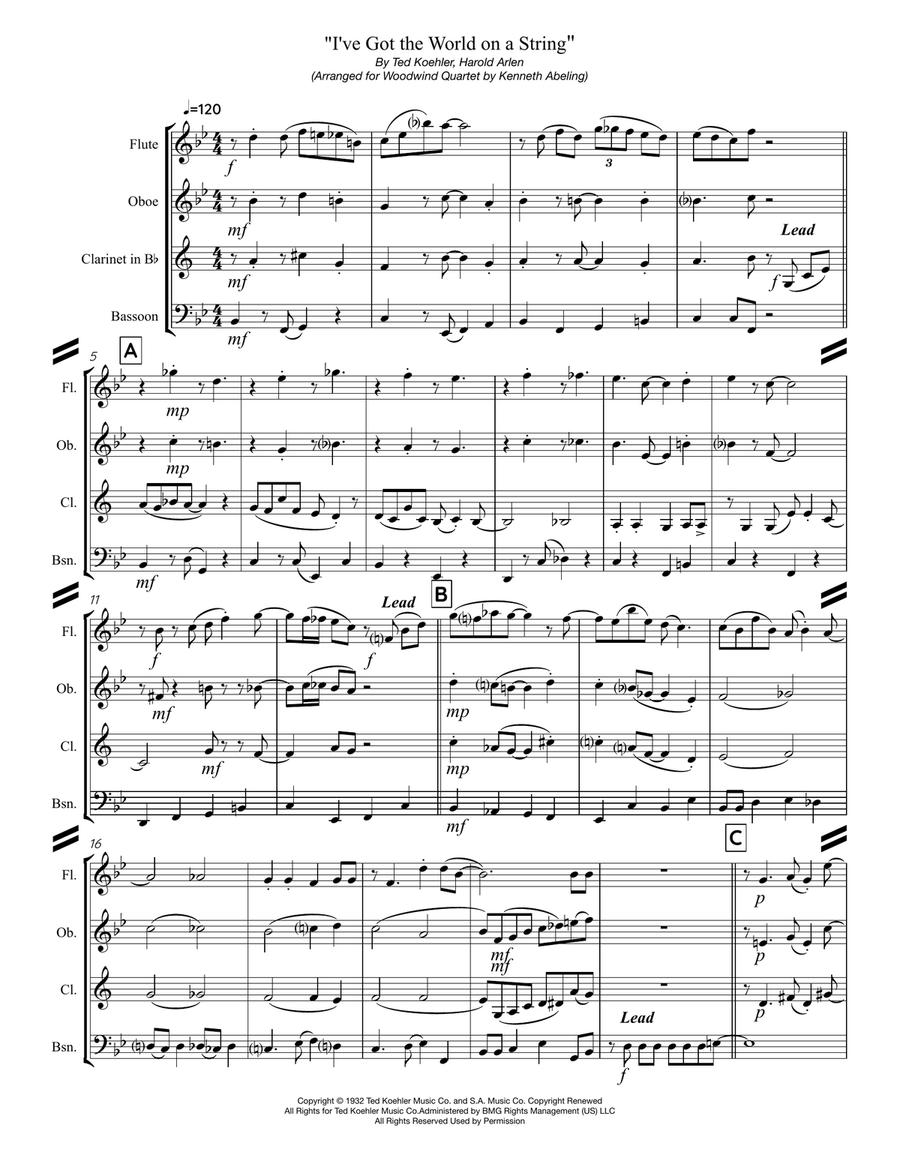 I've Got The World On A String Woodwind Quartet scores gallery preview page 2