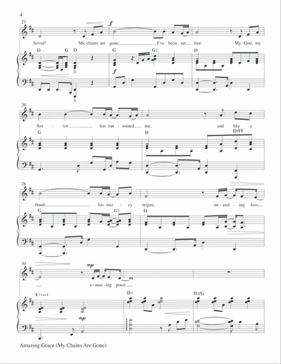 Amazing Grace (My Chains Are Gone) Medium Voice scores gallery preview page 4