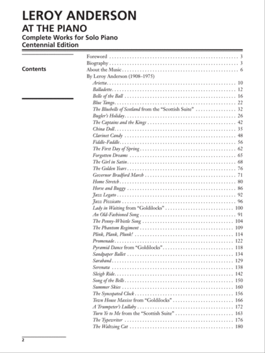 Leroy Anderson at the Piano Piano Solo scores gallery preview page 2