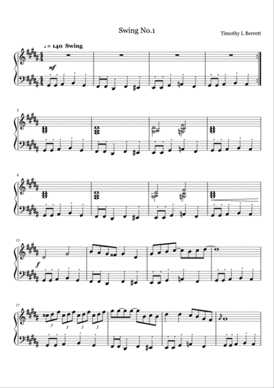 Swing No 1 Swing No 1 Piano Solo scores gallery preview page 1