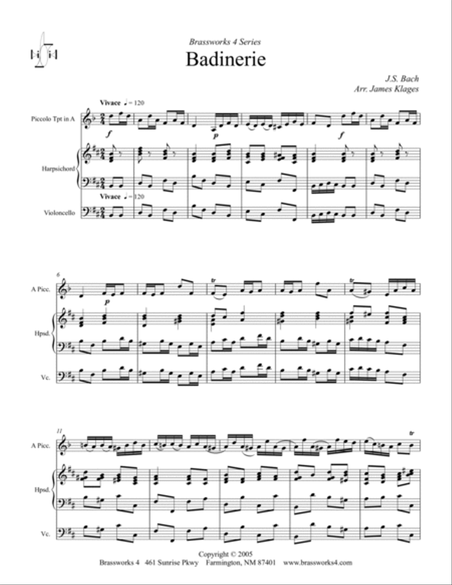 Badinerie in b minor Badinerie in b minor Cornet scores gallery preview page 2
