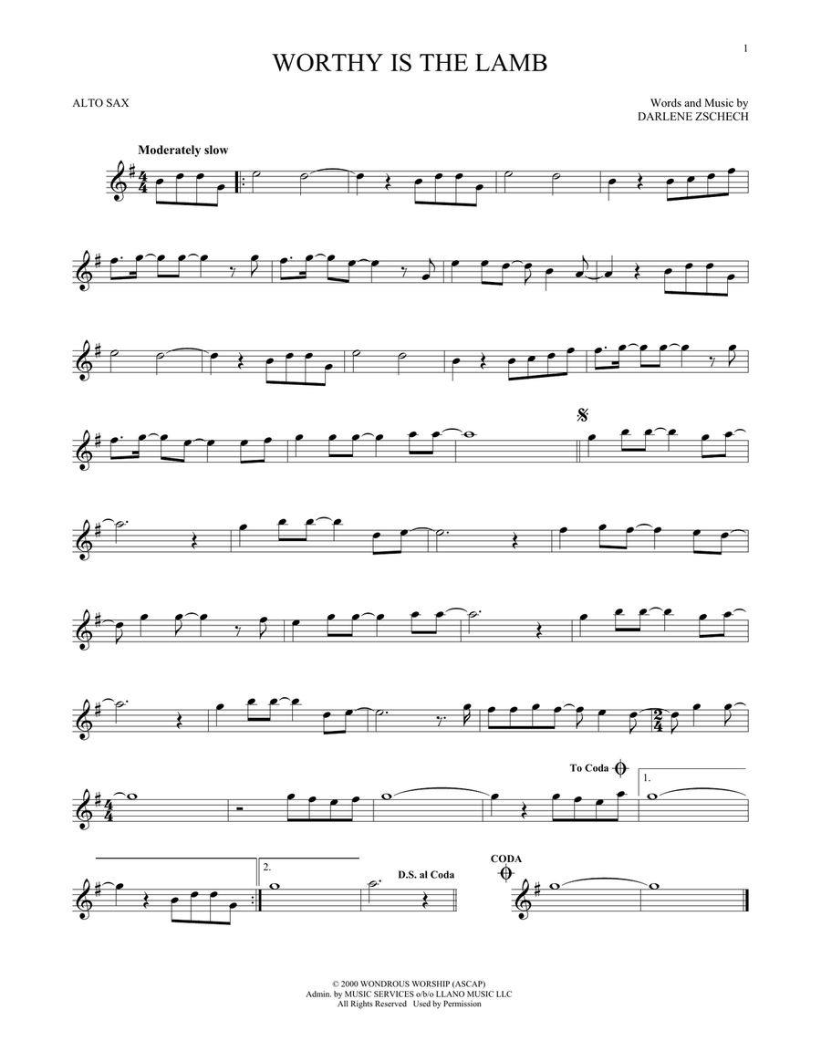 Worthy Is The Lamb Alto Saxophone scores gallery preview page 1