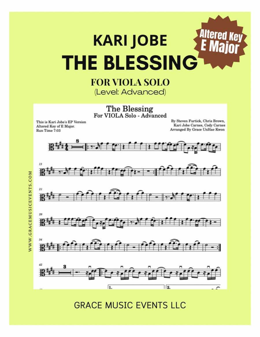 The Blessing Viola Solo scores gallery preview page 1