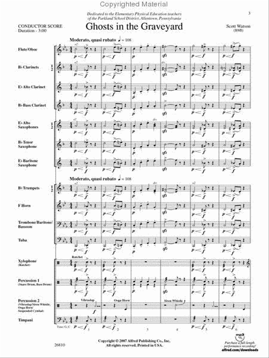 Ghosts in the Graveyard Concert Band scores gallery preview page 2