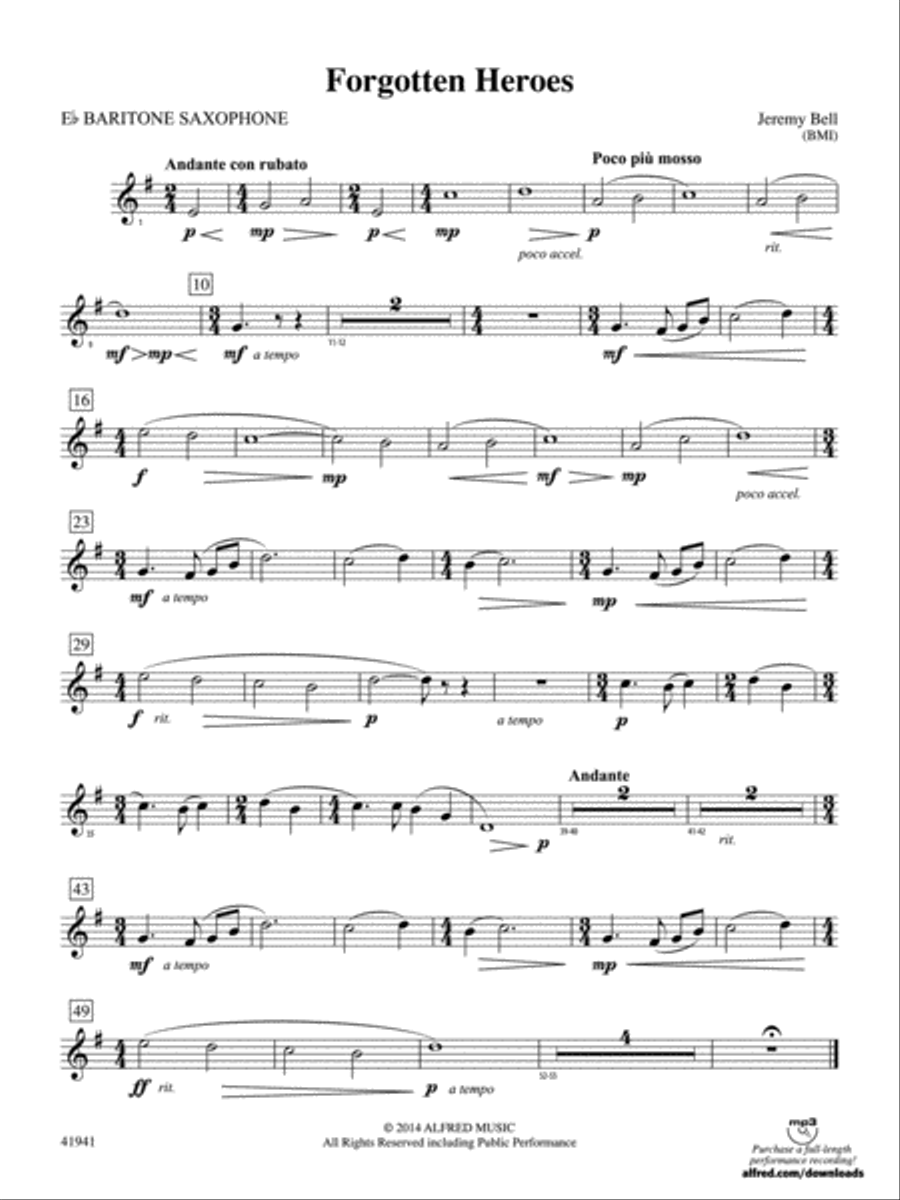 Forgotten Heroes: E-flat Baritone Saxophone Concert Band scores gallery preview page 1