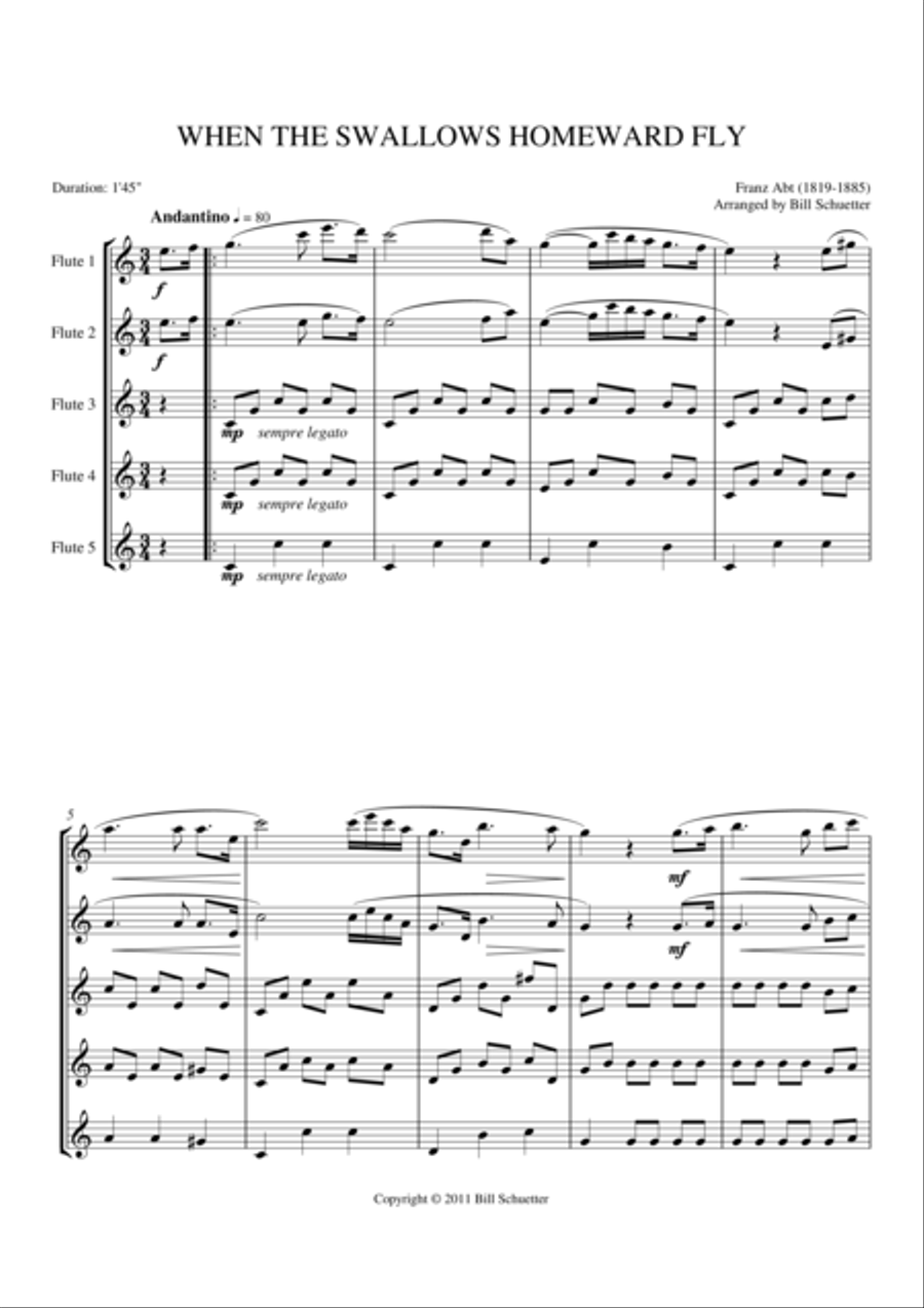 When the Swallows Homeward Fly Flute scores gallery preview page 2
